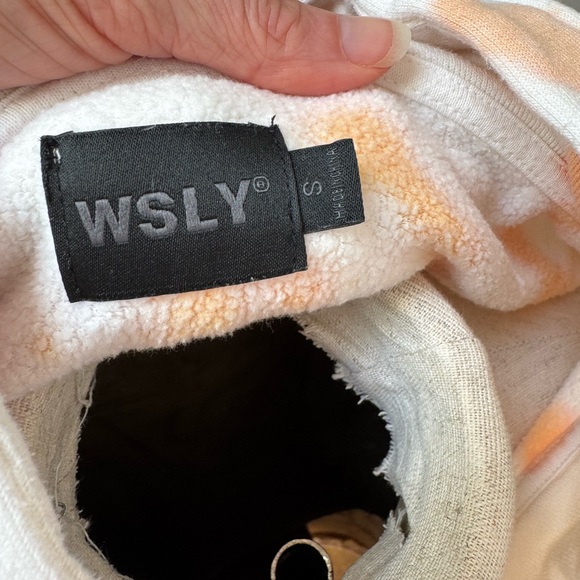 WSLY Pink and Orange Tie-Dye cropped Hoodie with zipper - Picture 5 of 6